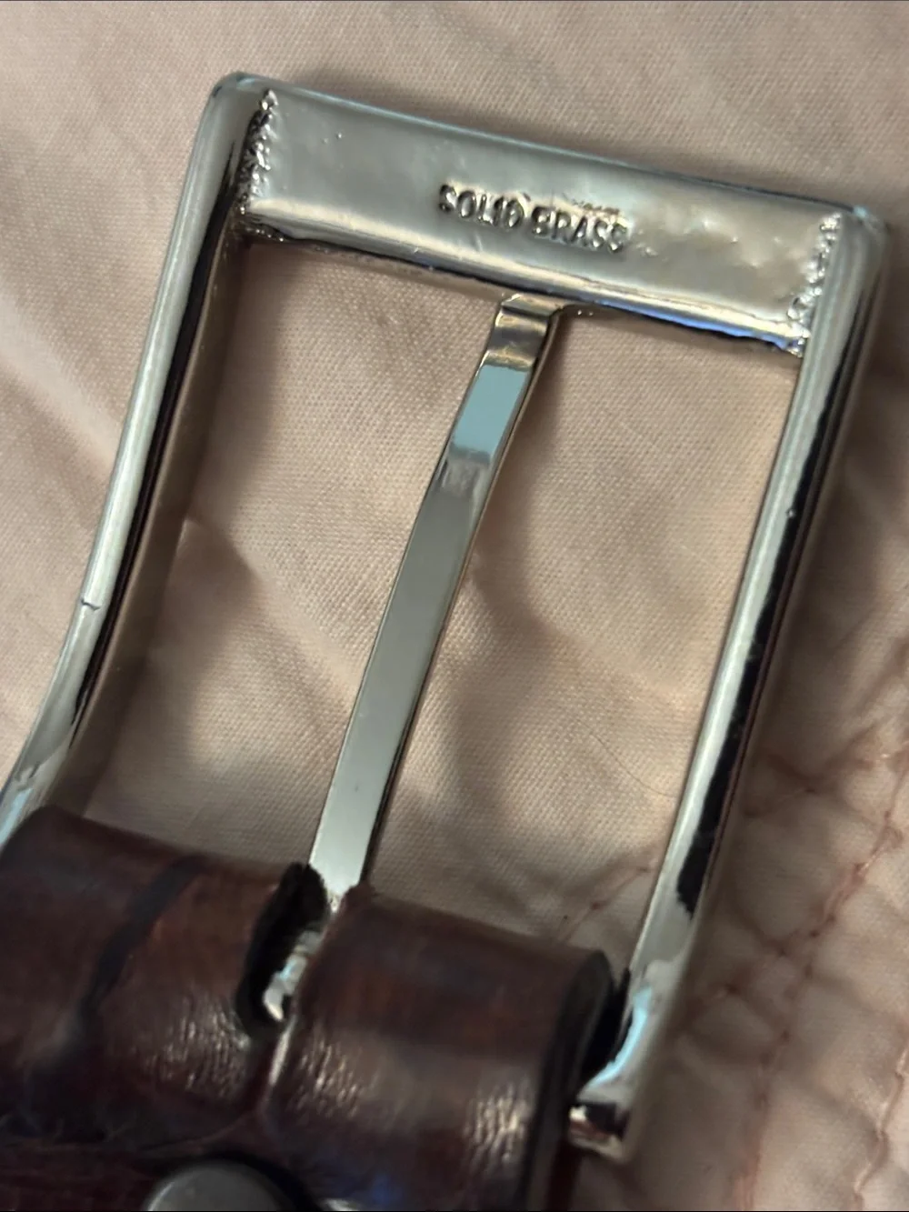 Trafalgar genuine crocodile brown belt w/silver buckle(brass)Size 32 EUC